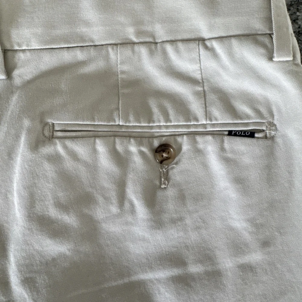 Polo Ralph Lauren Pants Mens 36x30 Cream Tan Chino Flat Front Stretch Slim Fit